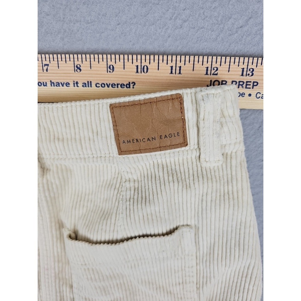 American Eagle Super Stretch Corduroy Mini Skirt Size 00 Cream Full Zip - Picture 7 of 7